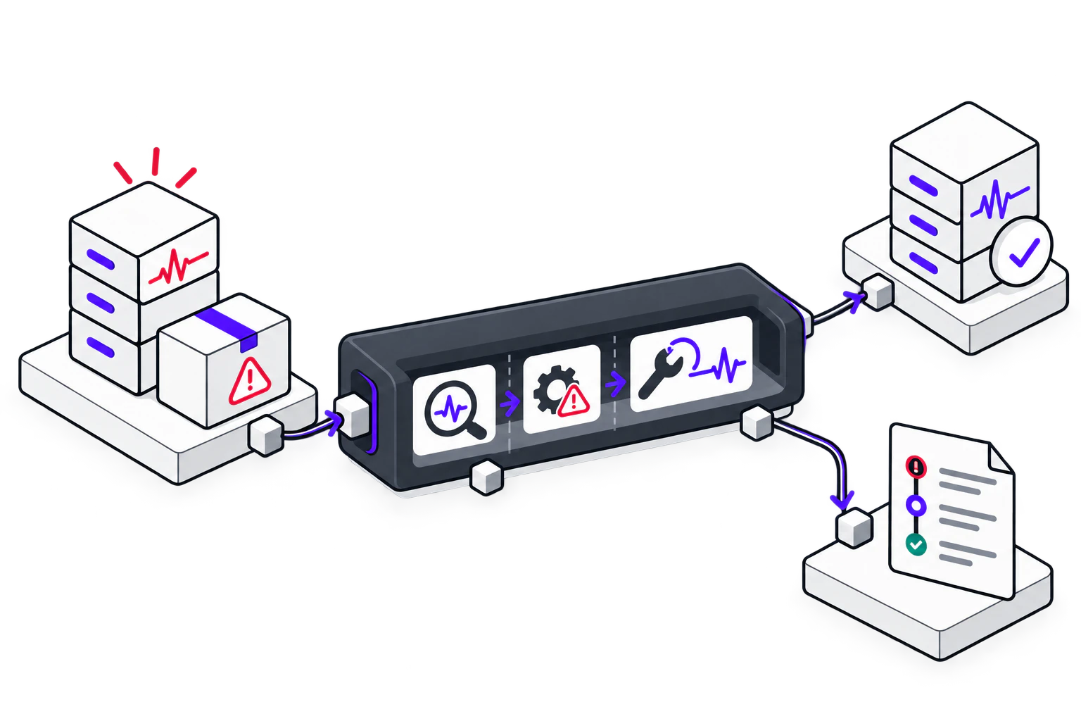 Employees & Tickets → Algorims OpsIQ → ITSM, AD & Systems.